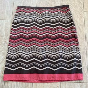 Ann Taylor LOFT Cotton Chevron Design Lined Skirt Sz 12